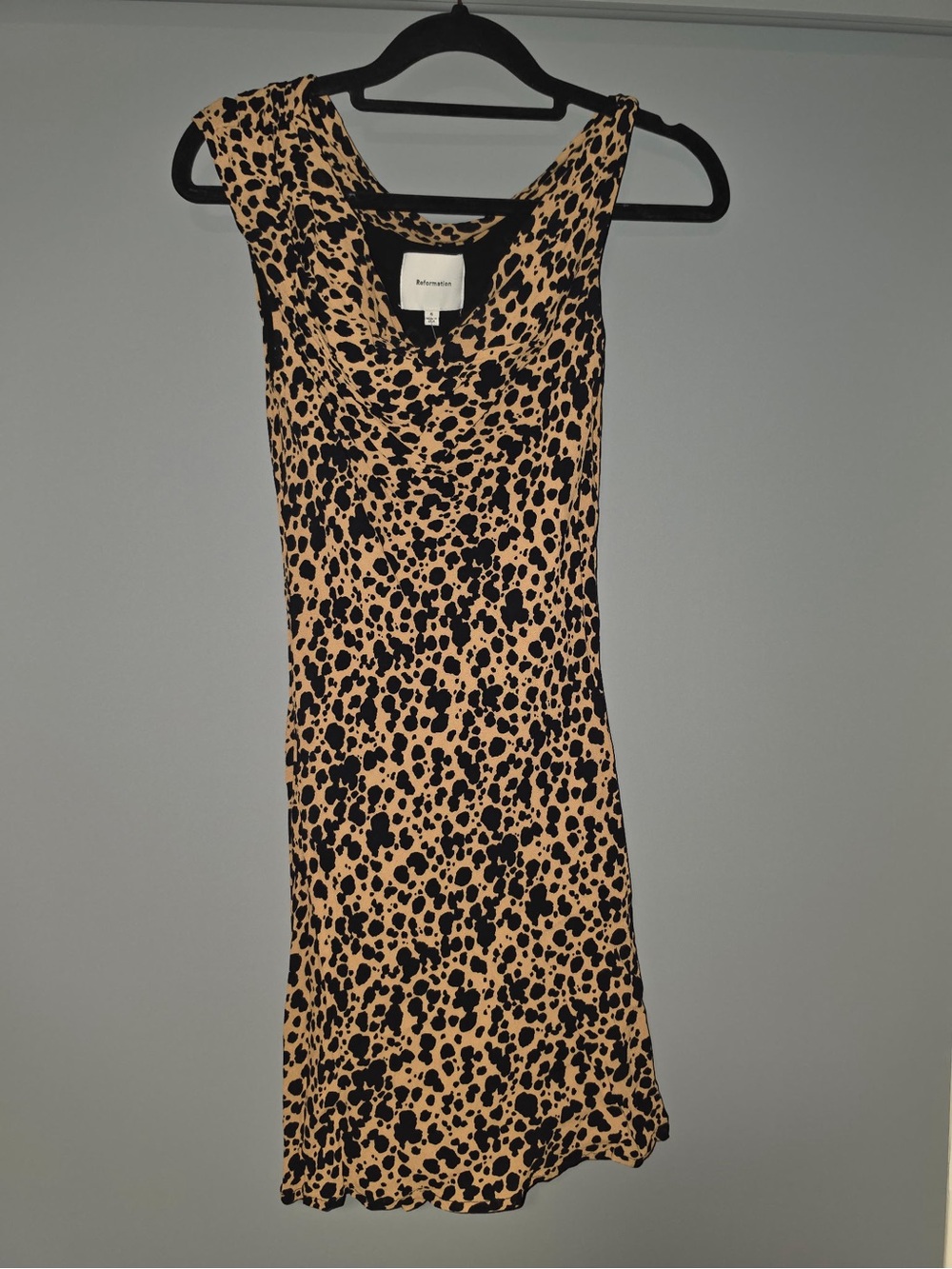 Reformation Black on Tan Leopard mini Kristine Dress